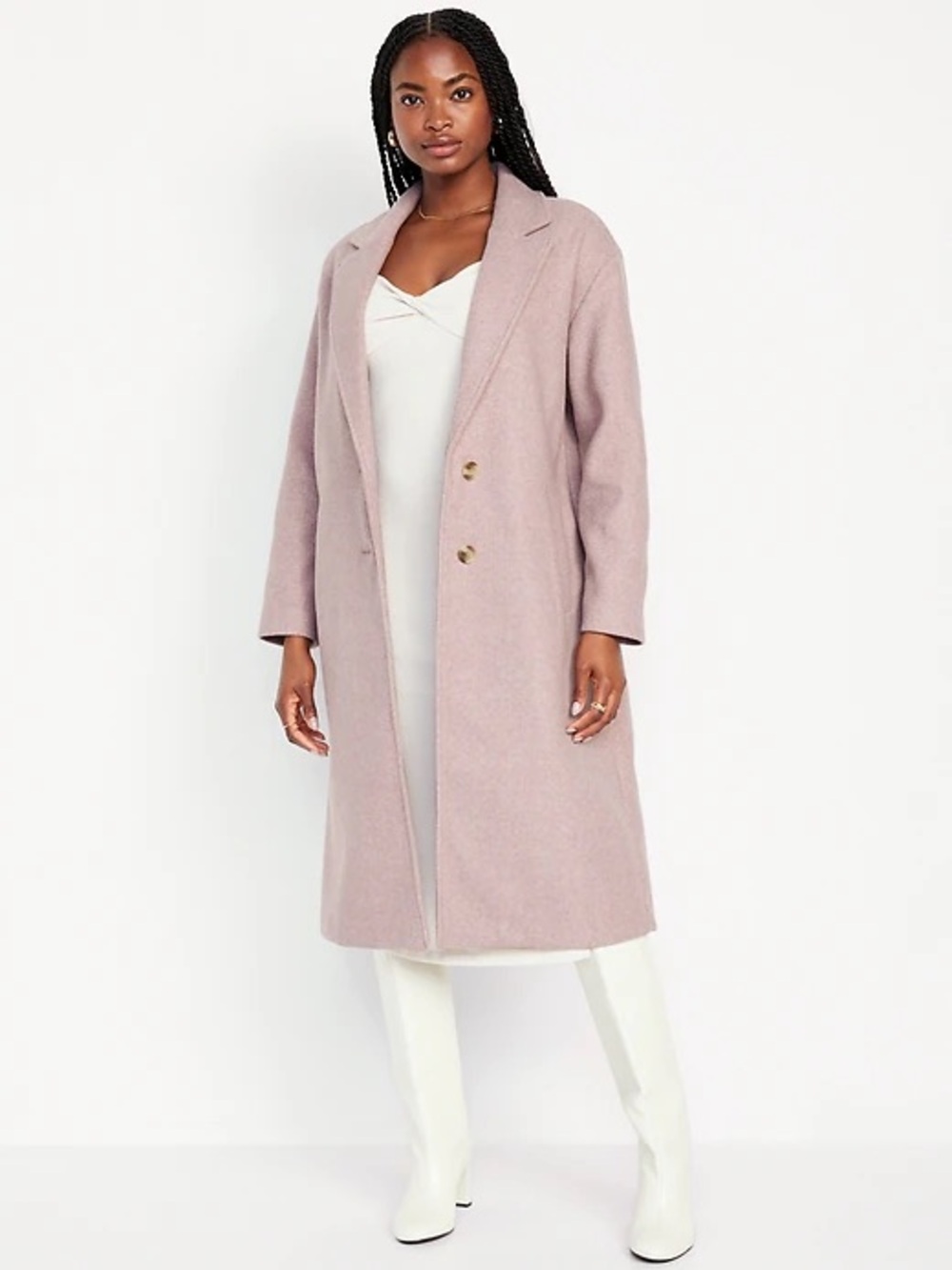 Old Navy Soft-Brushed Long Overcoat Mauve Pink Womens Small Winter Coat